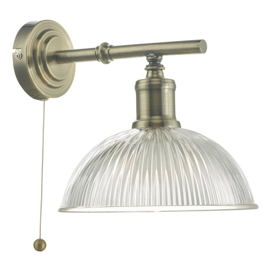 Dar Lighting DAR0775 Dara Wall Light Antique Brass & Glass - 34980