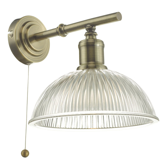 Dar Lighting DAR0775 Dara Wall Light Antique Brass & Glass - 34980