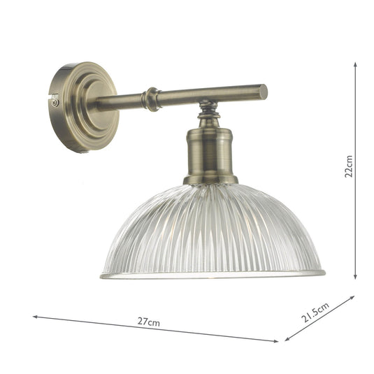 Dar Lighting DAR0775 Dara Wall Light Antique Brass & Glass - 34980