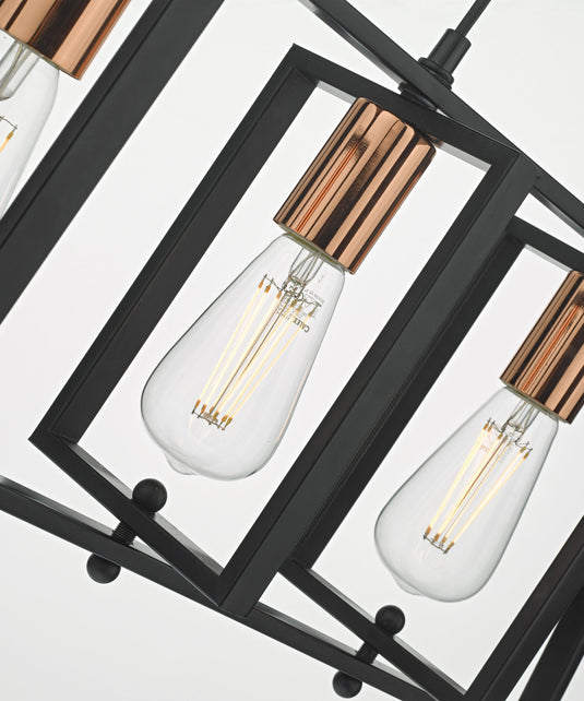 Dar Lighting DAX0350 Dax 3lt Bar Pendant Black & Polished Chrome - 34981