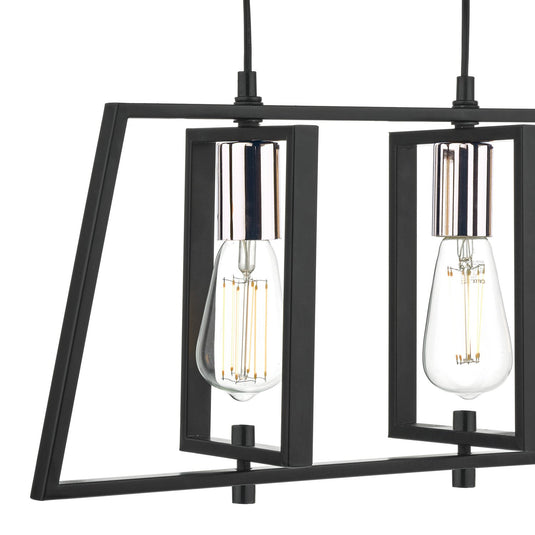 Dar Lighting DAX0350 Dax 3lt Bar Pendant Black & Polished Chrome - 34981