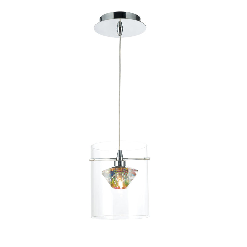 Load image into Gallery viewer, Dar Lighting DEC0108 Decade 1 Light Pendant Polished Chrome/Clear - 17932
