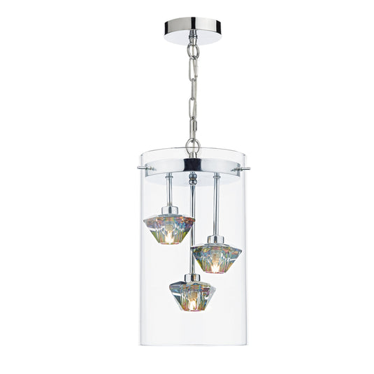 Dar Lighting DEC5308 Decade 3 Light Pendant Polished Chrome Glass - 20051