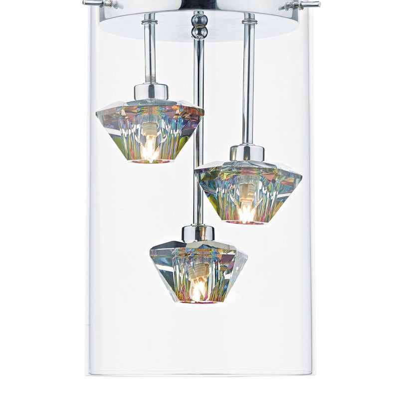 Load image into Gallery viewer, Dar Lighting DEC5308 Decade 3 Light Pendant Polished Chrome Glass - 20051
