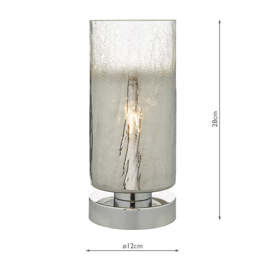 Dar Lighting DEE4208 Deena Table Lamp Crackle Glass and Polished Chrome Touch - 25851