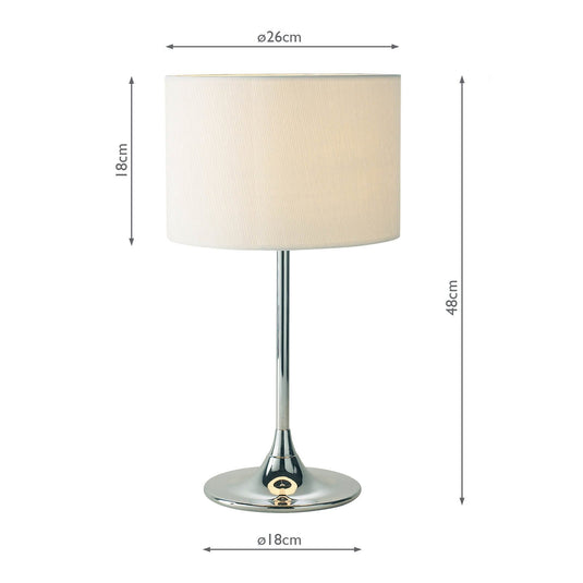 Dar Lighting DEL4250 Delta Table Lamp Chrome complete with Ivory Woven Shade - 34984
