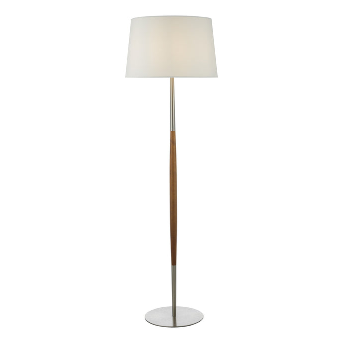 Dar Lighting DET4946 Detroit Floor Lamp Satin Nickel Walnut Detail Base Only - 36898