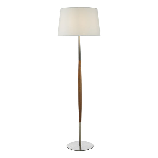 Dar Lighting DET4946 Detroit Floor Lamp Satin Nickel Walnut Detail Base Only - 36898