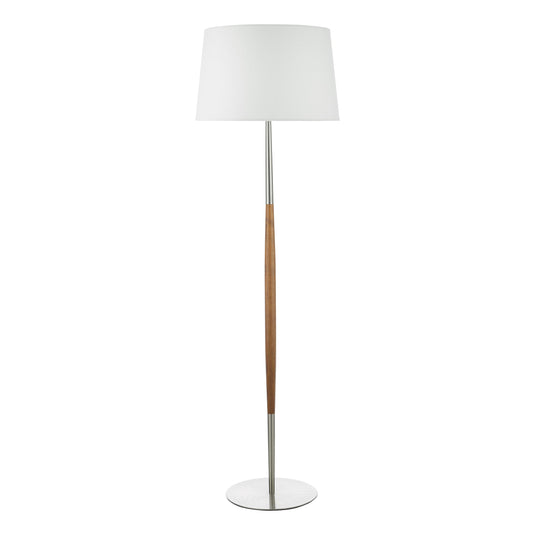 Dar Lighting DET4946 Detroit Floor Lamp Satin Nickel Walnut Detail Base Only - 36898