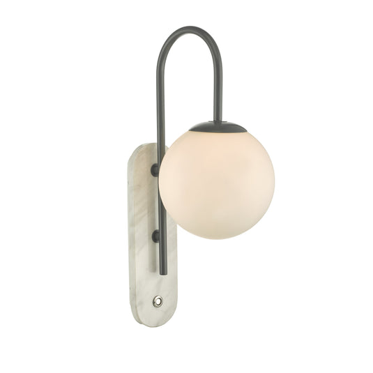 Dar Lighting DEU0739 Deuce Wall Light Grey & Marble IP44 - 34986