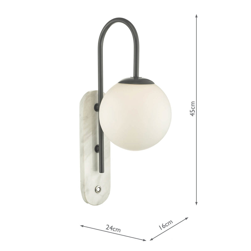 Load image into Gallery viewer, Dar Lighting DEU0739 Deuce Wall Light Grey &amp; Marble IP44 - 34986
