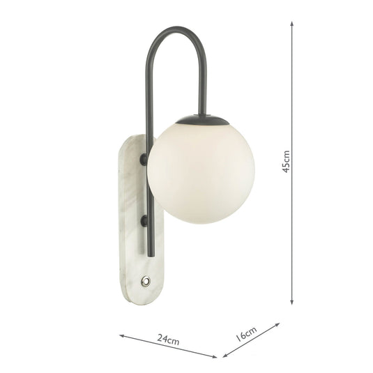 Dar Lighting DEU0739 Deuce Wall Light Grey & Marble IP44 - 34986