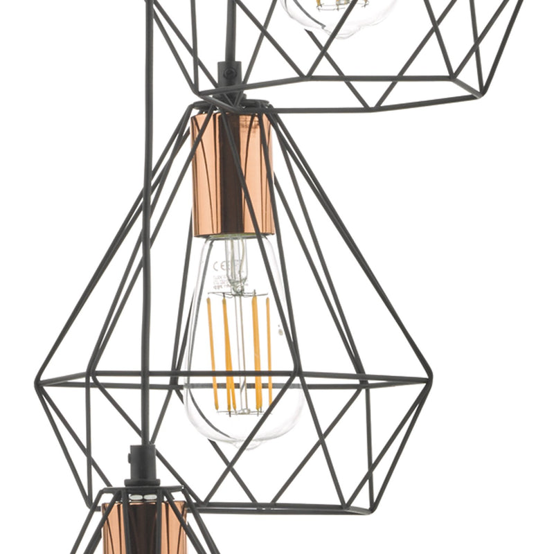 Load image into Gallery viewer, Dar Lighting DEY0322 Deyon 3lt Cluster Pendant Black &amp; Copper - 24158
