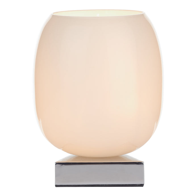 Dar Lighting DIN412 Dino Touch Table Lamp Polished Chrome complete with White Glass Shade - 18353