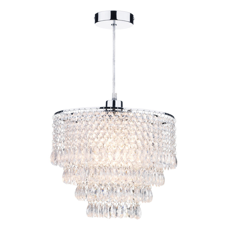 Load image into Gallery viewer, Dar Lighting DIO6508 Dionne Non Elec Pendant Polished Chrome Clear Droppers - 21382
