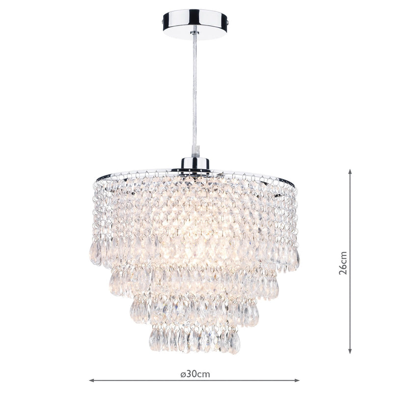 Load image into Gallery viewer, Dar Lighting DIO6508 Dionne Non Elec Pendant Polished Chrome Clear Droppers - 21382
