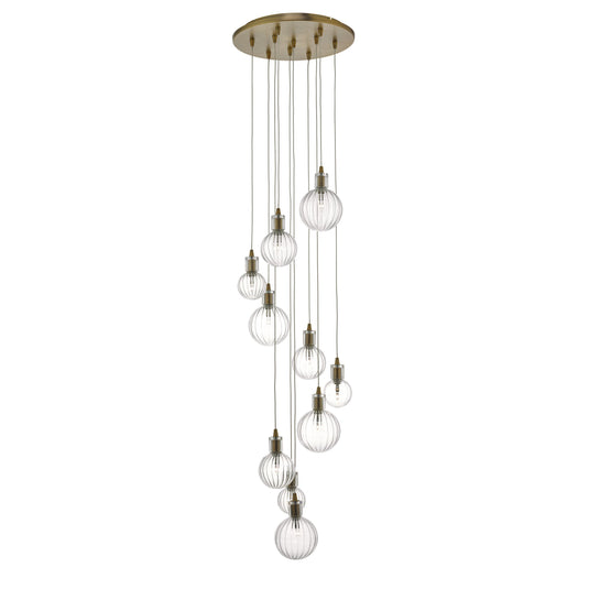 Dar Lighting DIT2342 Dita 10lt Cluster Pendant Brass & Glass - 23796