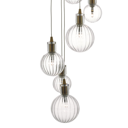 Dar Lighting DIT2342 Dita 10lt Cluster Pendant Brass & Glass - 23796