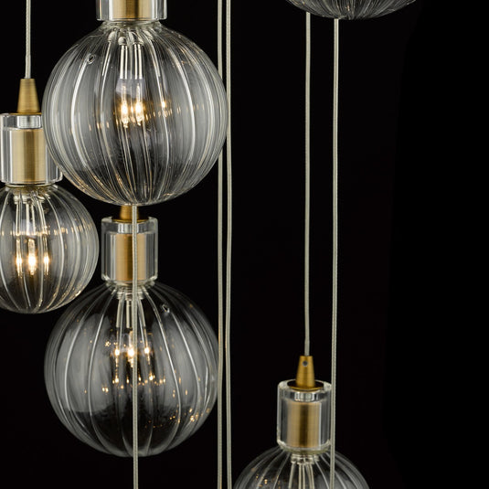 Dar Lighting DIT2342 Dita 10lt Cluster Pendant Brass & Glass - 23796
