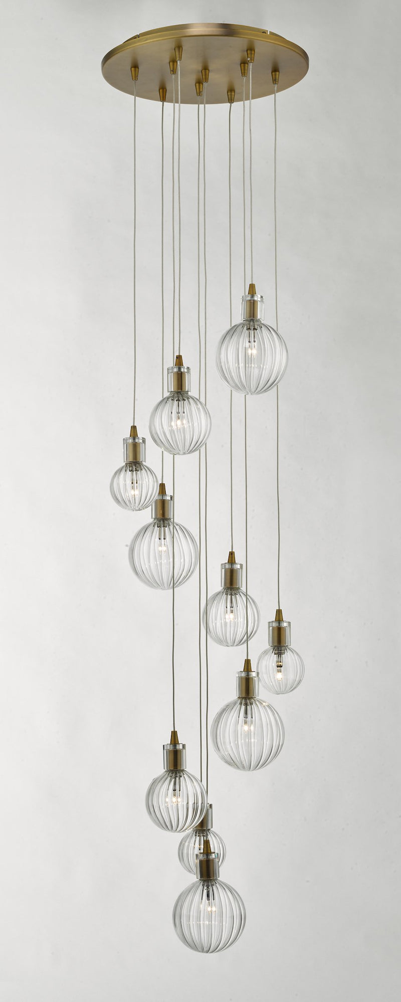 Load image into Gallery viewer, Dar Lighting DIT2342 Dita 10lt Cluster Pendant Brass &amp; Glass - 23796
