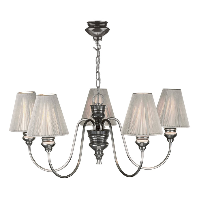 David Hunt Lighting DOR0567 Doreen 5 Light Pendant Pewter complete with String Shades