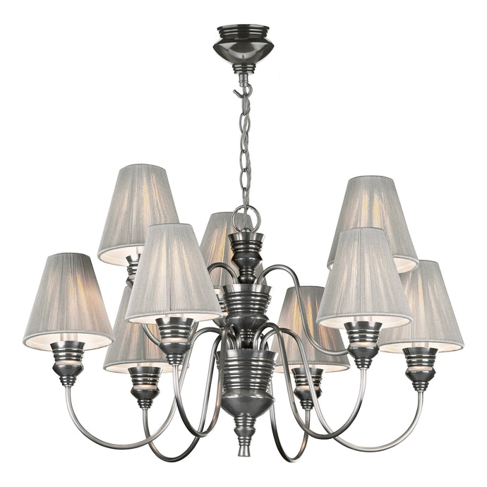 David Hunt Lighting DOR1367 Doreen 9 Light Pendant Pewter complete with String Shades