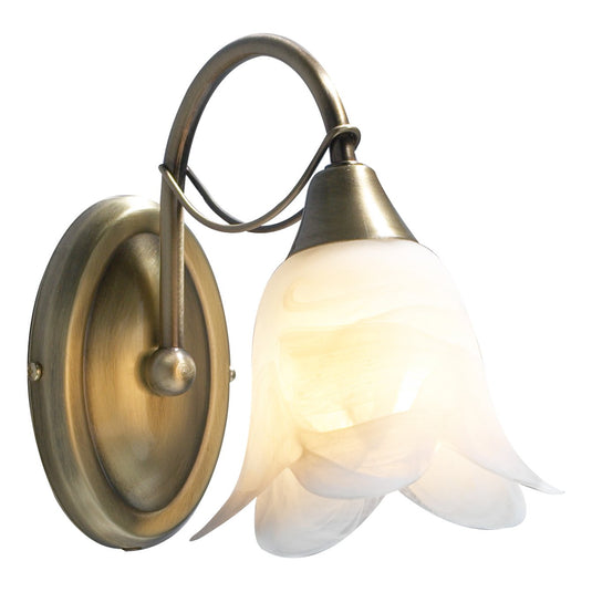 Dar Lighting DOU0775 Doublet Single Wall Bracket Antique Brass complete with Alabaster Glass - 15876