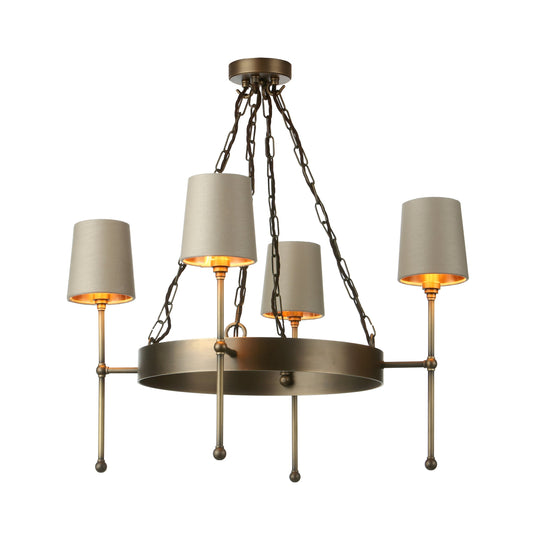 David Hunt Lighting DUR0475 DURRELL 4light pendant in antique brass DHL