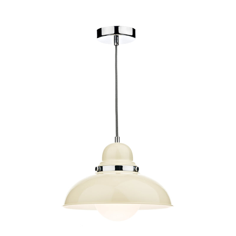 Load image into Gallery viewer, Dar Lighting DYN0133 Dynamo 1 Light Pendant Cream and Polished Chrome - 23256
