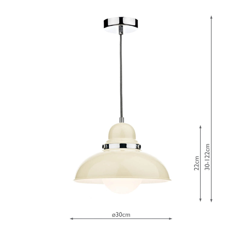 Load image into Gallery viewer, Dar Lighting DYN0133 Dynamo 1 Light Pendant Cream and Polished Chrome - 23256
