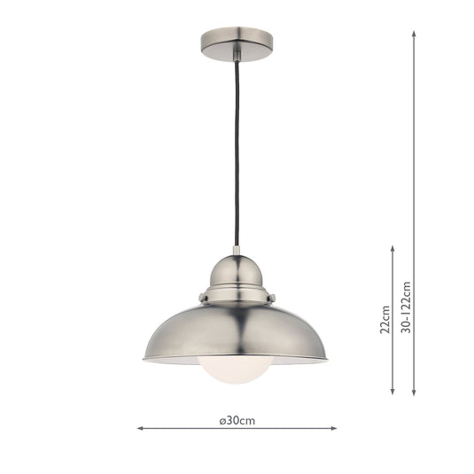 Dar Lighting DYN0161 Dynamo 1 Light Pendant Antique Chrome - 18409