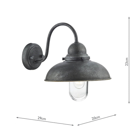 Dar Lighting DYN0737 Dynamo 1 Light Wall Bracket Aged Iron IP44 - 34998