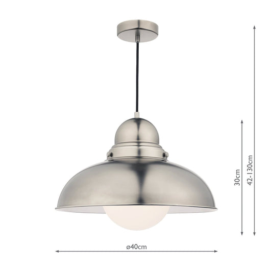 Dar Lighting DYN8661 Dynamo 1 Light Large Pendant Antique Chrome - 35000