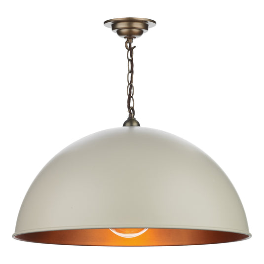 David Hunt Lighting EAL0112 Ealing 1 Light Large Pendant in Cotswold cream with Antique brass inner