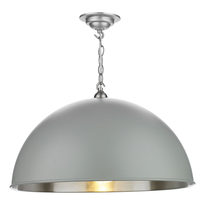 David Hunt Lighting EAL0139 Ealing 1 Light Large Pendant in Powder Grey with Chrome inner