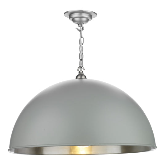 David Hunt Lighting EAL0139 Ealing 1 Light Large Pendant in Powder Grey with Chrome inner