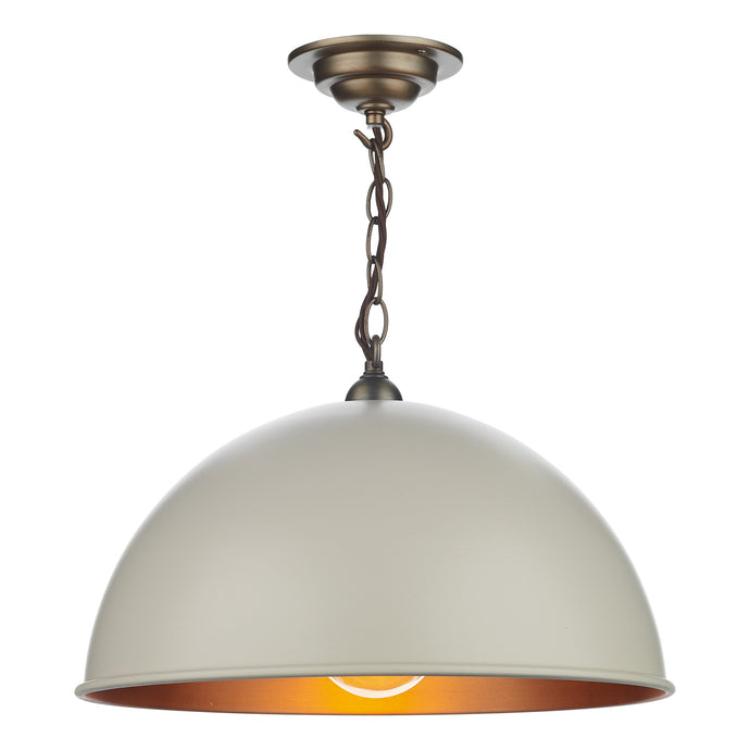 David Hunt Lighting EAL8612 Ealing 1 Light Pendant in Cotswold cream with Antique brass inner