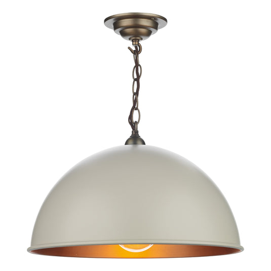 David Hunt Lighting EAL8612 Ealing 1 Light Pendant in Cotswold cream with Antique brass inner