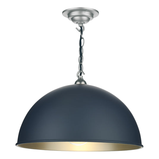 David Hunt Lighting EAL8623C EALING Single sml pendant Smoke Blue/Brushed chrome inner DHL