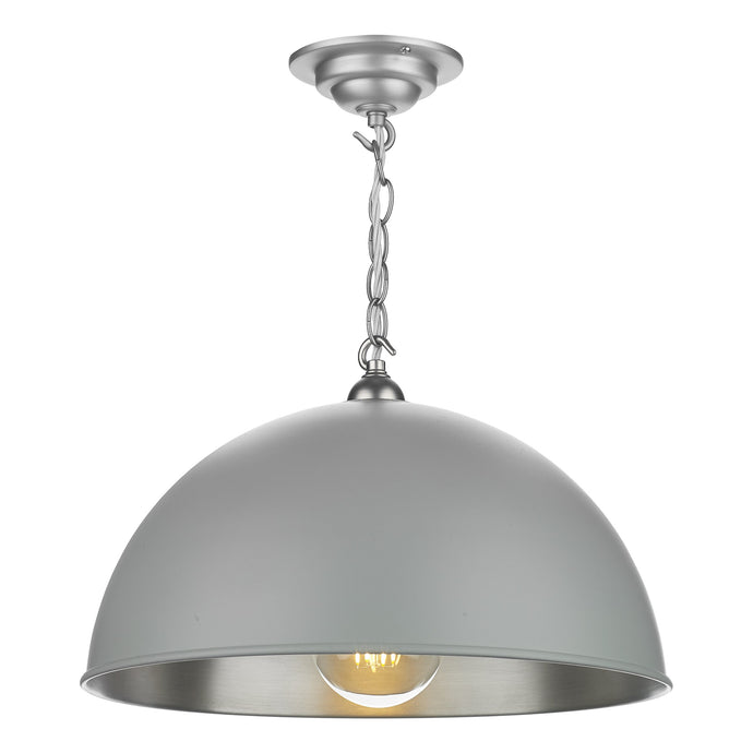 David Hunt Lighting EAL8639 Ealing 1 Light Pendant in Powder grey, with chrome inner