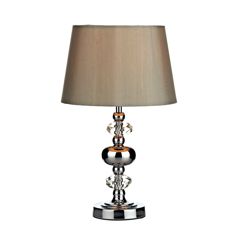Load image into Gallery viewer, Dar Lighting EDI4150 Edith Touch Table Lamp Polished Chrome complete with Shade - 17536
