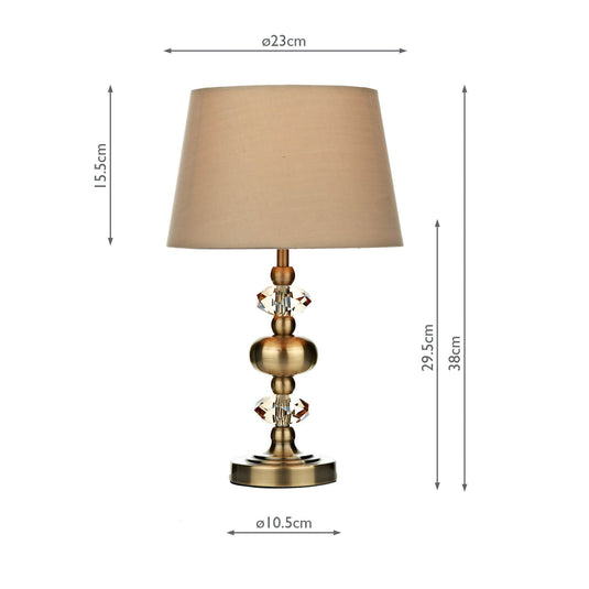 Dar Lighting EDI4175 Edith Touch Table Lamp Antique Brass complete with Shade - 17537