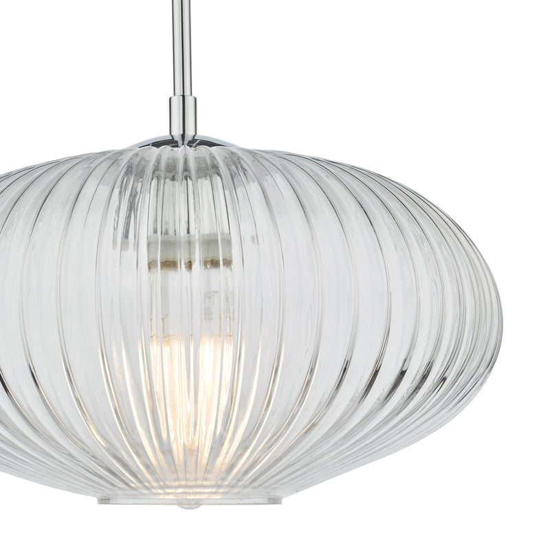 Load image into Gallery viewer, Dar Lighting EDM0150 Edmond 1 Light Single Pendant Polished Chrome Ribbed Glass - 36902
