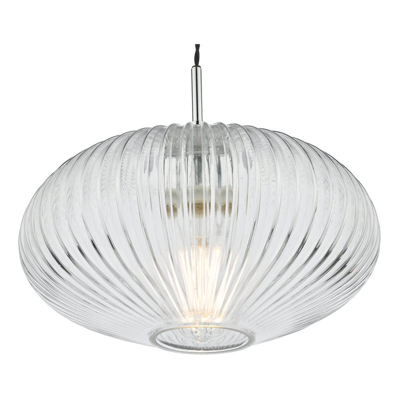 Load image into Gallery viewer, Dar Lighting EDM0150 Edmond 1 Light Single Pendant Polished Chrome Ribbed Glass - 36902
