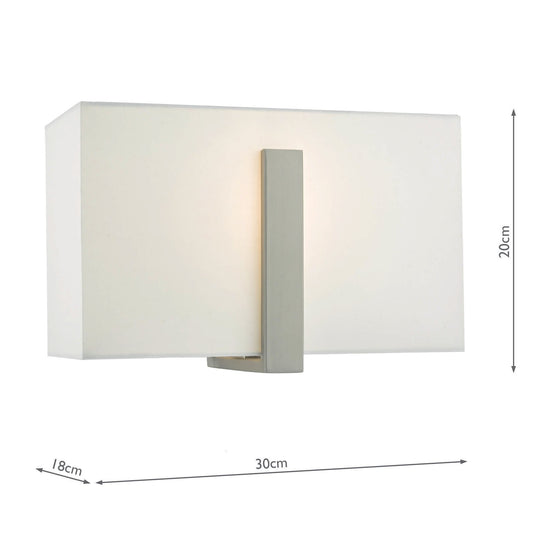 Dar Lighting EDU0746 Eduardo Wall Light Antique Nickel C/W Ivory Cotton Shade - 26513