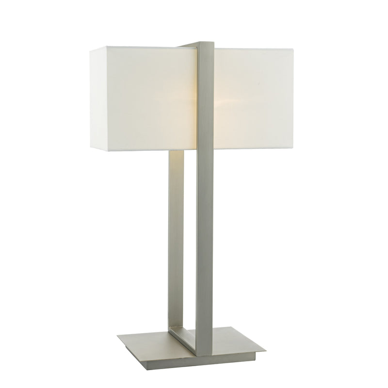 Load image into Gallery viewer, Dar Lighting EDU4246 Eduardo Table Lamp Antique Nickel C/W Ivory Cotton Shade - 35007

