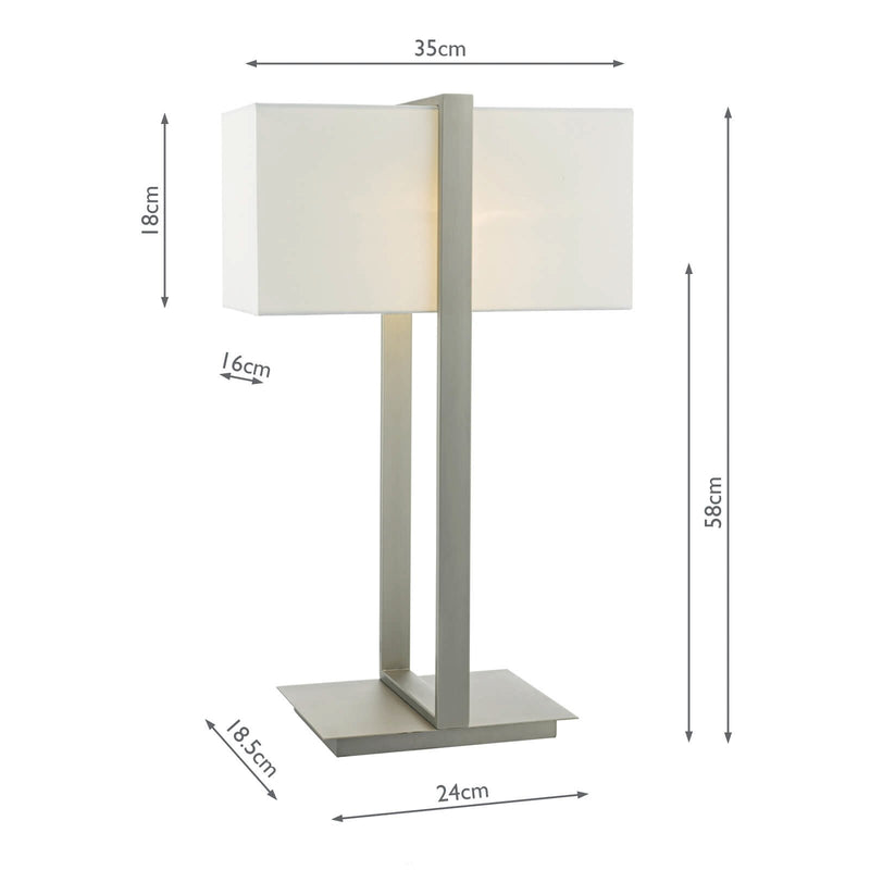 Load image into Gallery viewer, Dar Lighting EDU4246 Eduardo Table Lamp Antique Nickel C/W Ivory Cotton Shade - 35007
