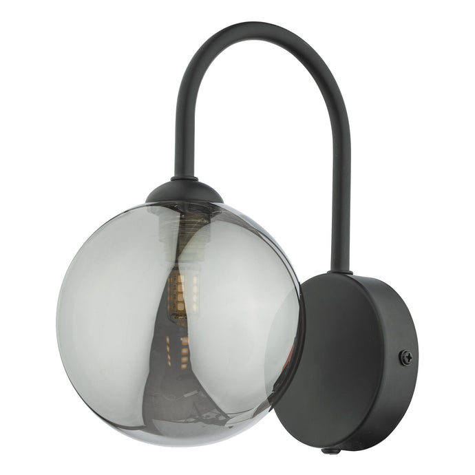 Dar Lighting EIS0722 Eissa 1 Light Wall Light Matt Black Smoked Glass - 37125