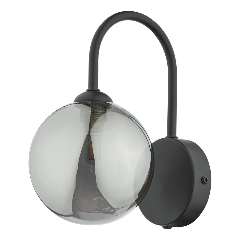 Load image into Gallery viewer, Dar Lighting EIS0722 Eissa 1 Light Wall Light Matt Black Smoked Glass - 37125
