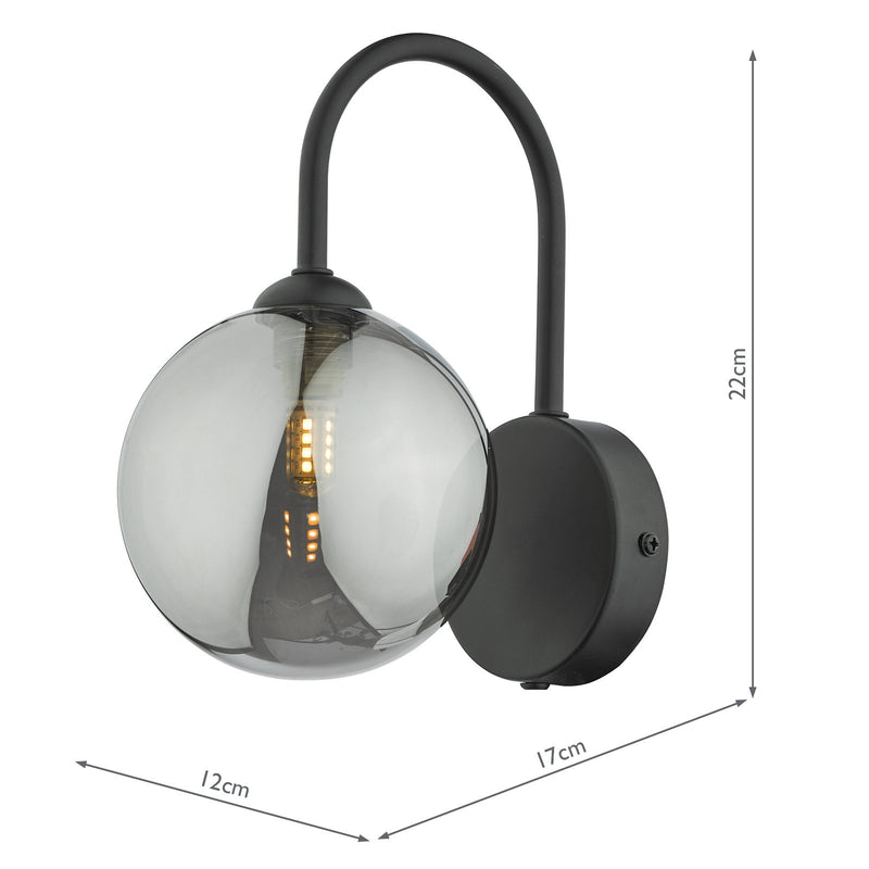 Load image into Gallery viewer, Dar Lighting EIS0722 Eissa 1 Light Wall Light Matt Black Smoked Glass - 37125
